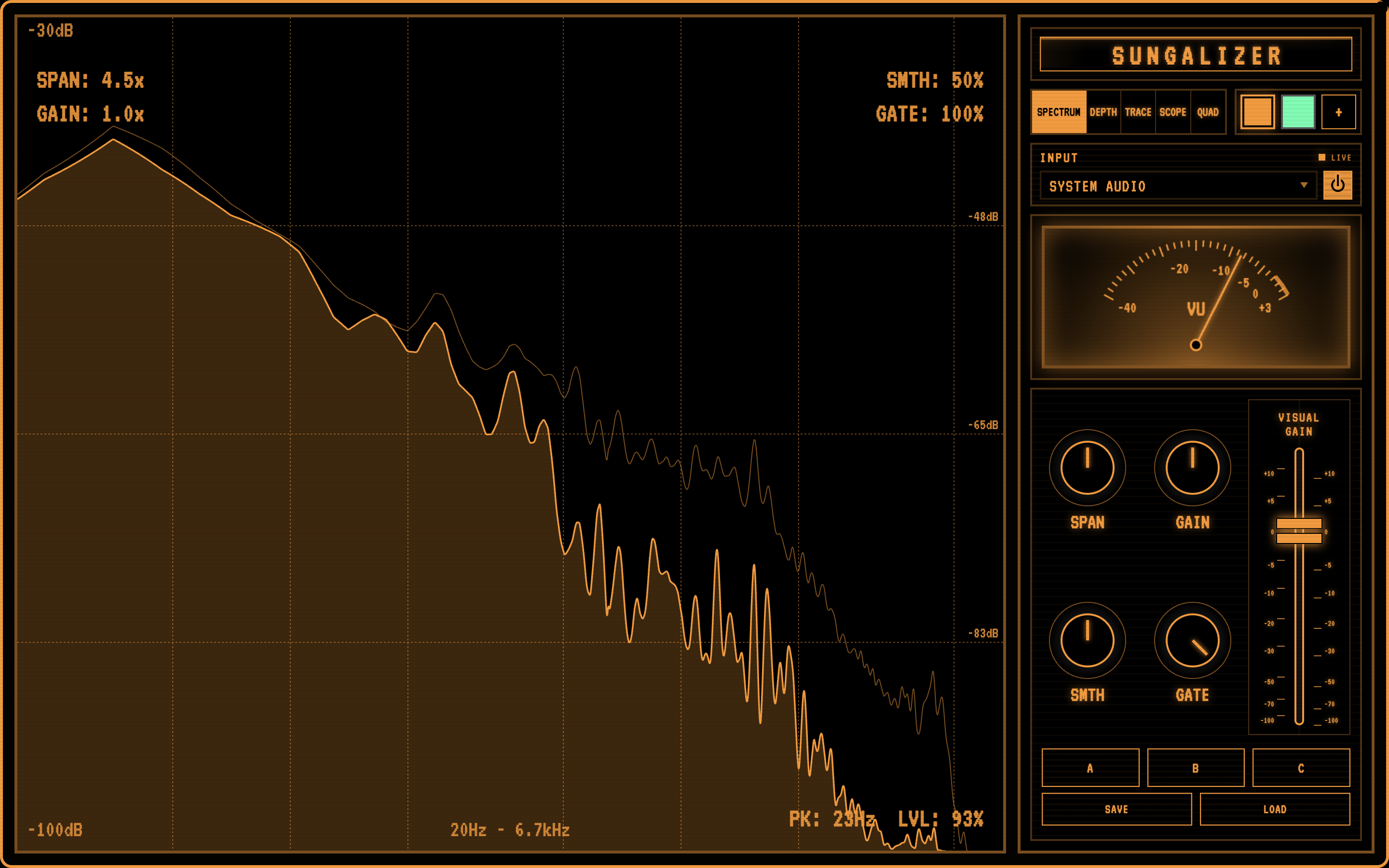 Sungalizer Desktop Spectrum view.