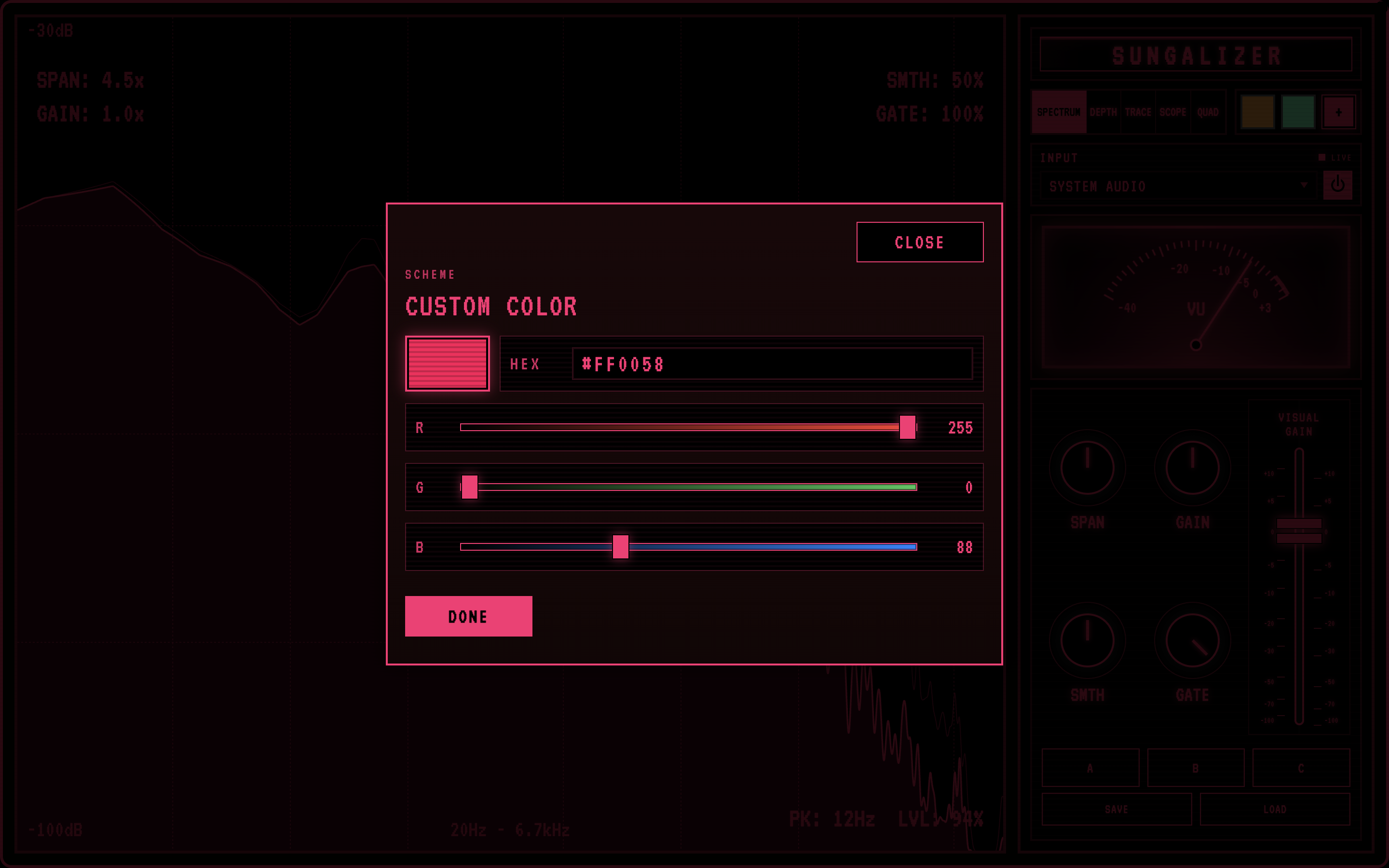 Sungalizer Desktop Custom Color view.