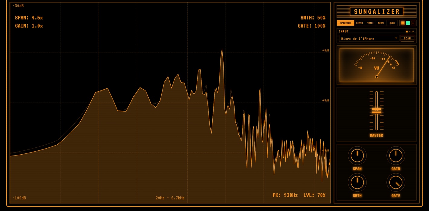 Sungalizer Spectrum view screenshot.