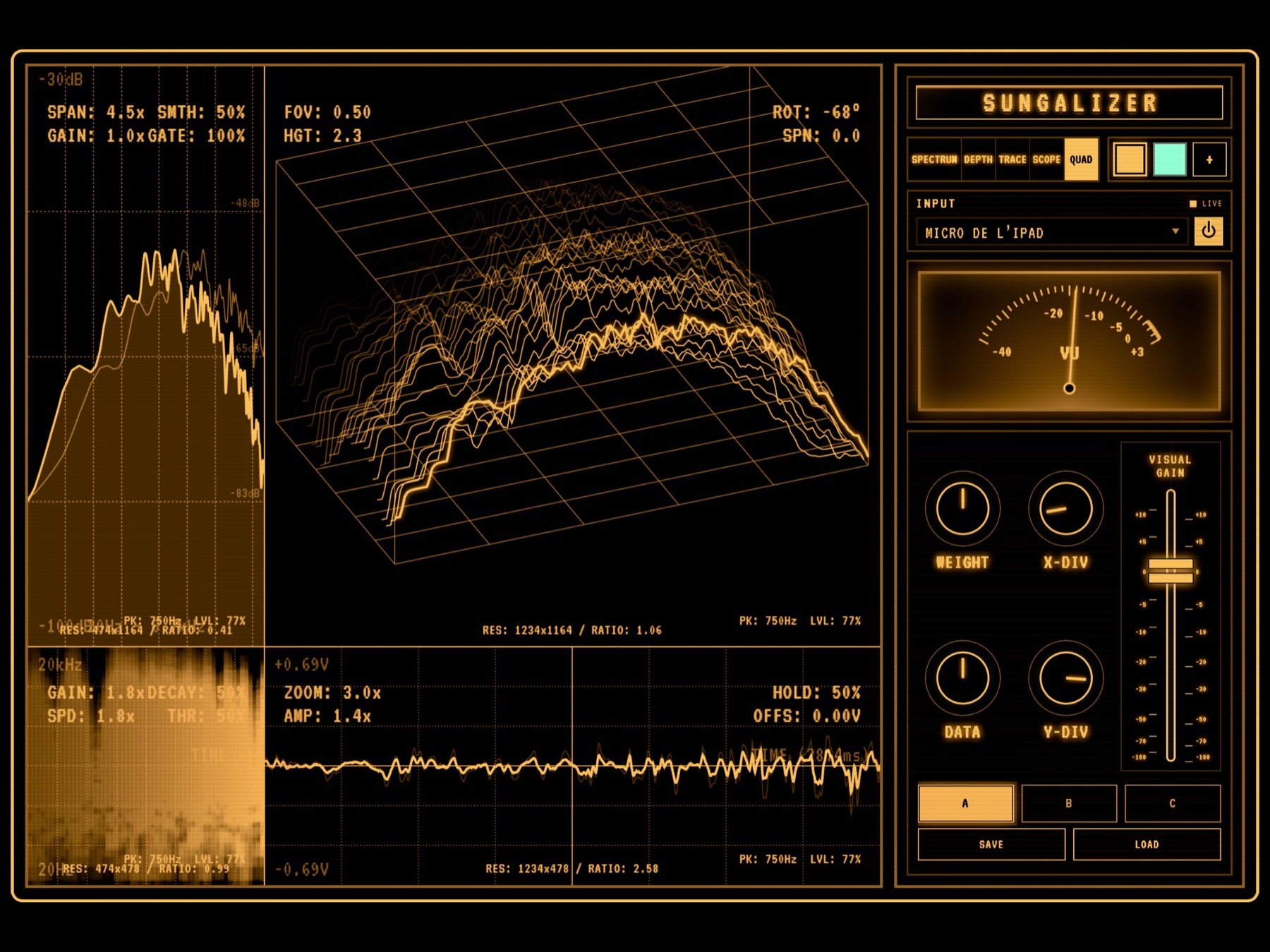 Sungalizer Preset A selected on iPad.